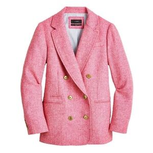 J.Crew Bristol Blazer Pink Herringbone Wool Jacket Double Breasted Size 2